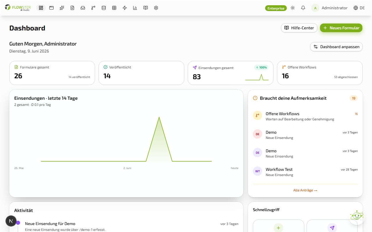 FLOWSTER AI Studio Dashboard