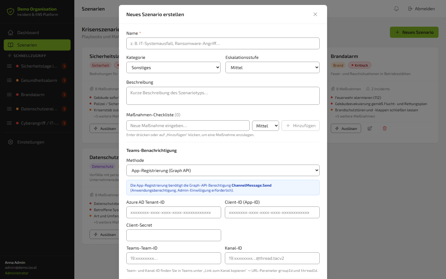 Teams configuration via Azure AD app registration