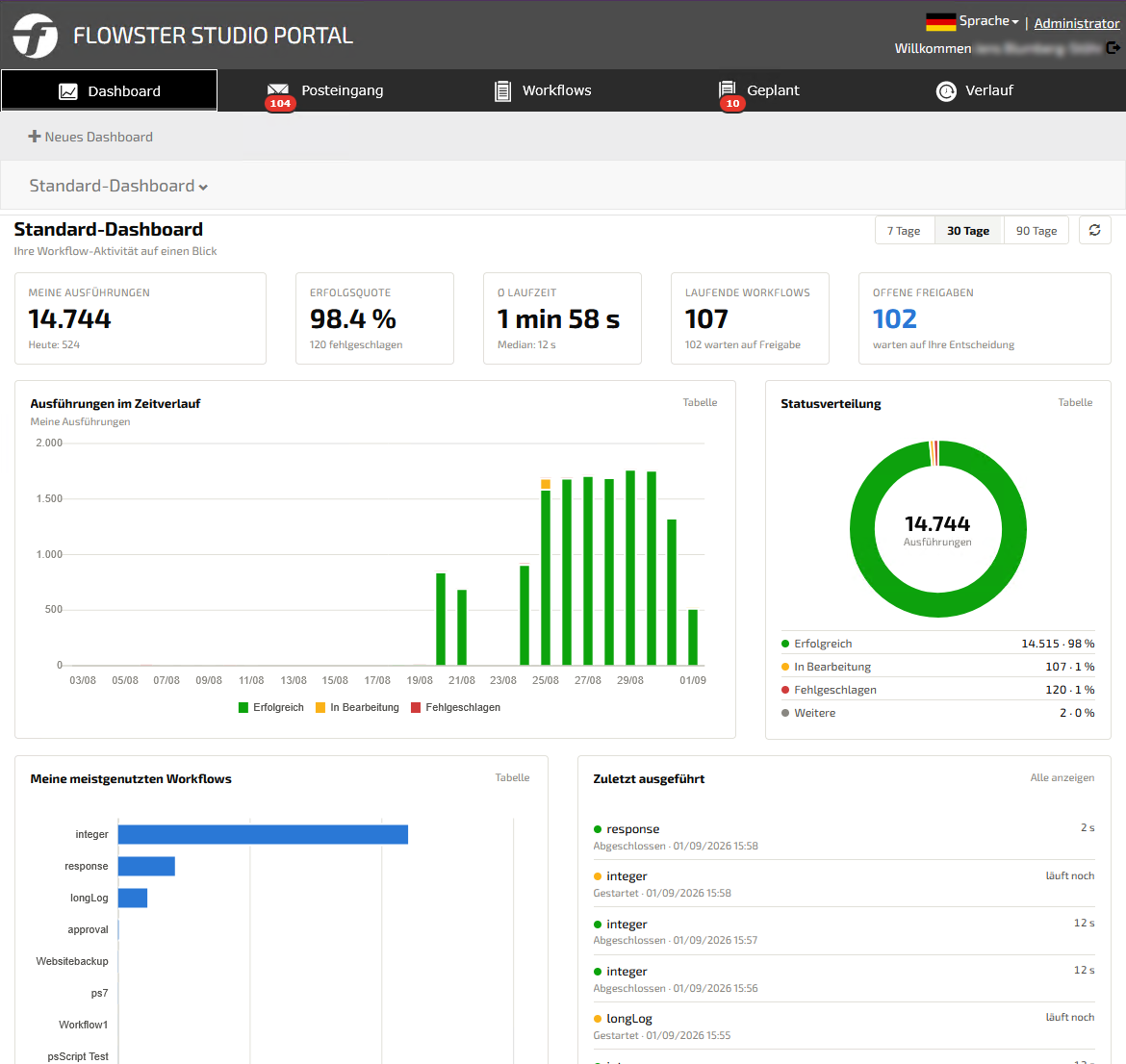 FLOWSTER Screenshot: Self-Service-Portal